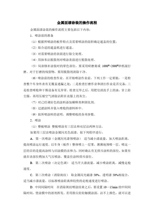 金属面漆涂装的操作流程