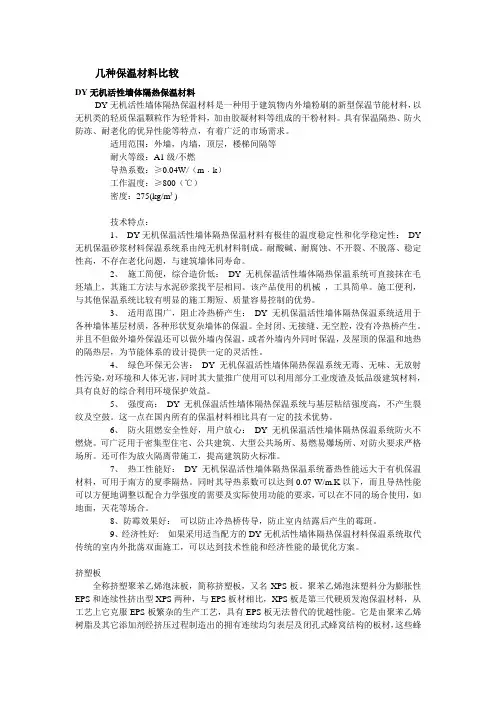 几种保温材料比较
