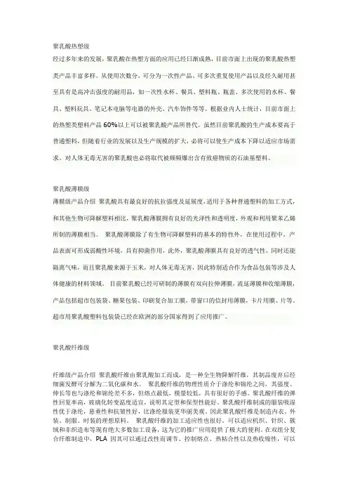 聚乳酸应用领域