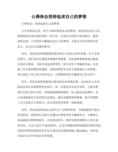 心得体会坚持追求自己的梦想