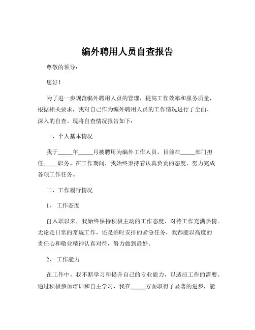 编外聘用人员自查报告