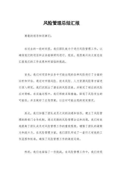 风险管理总结汇报