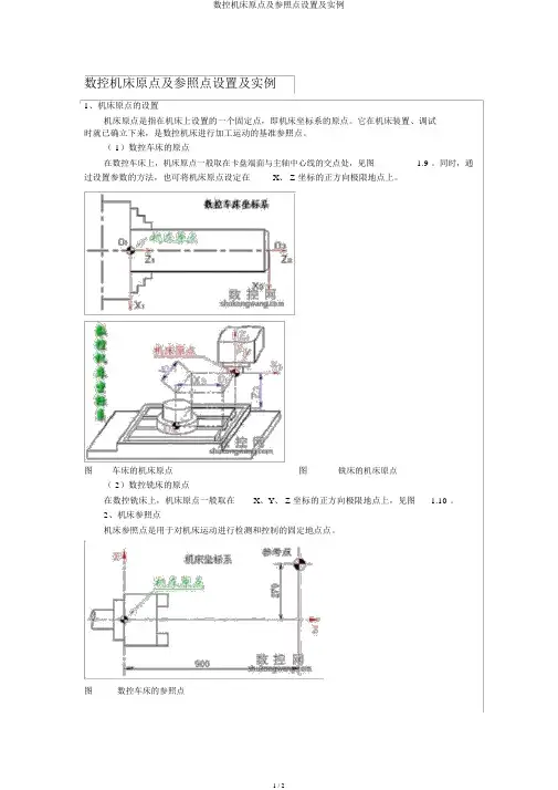数控机床原点及参考点设置及实例
