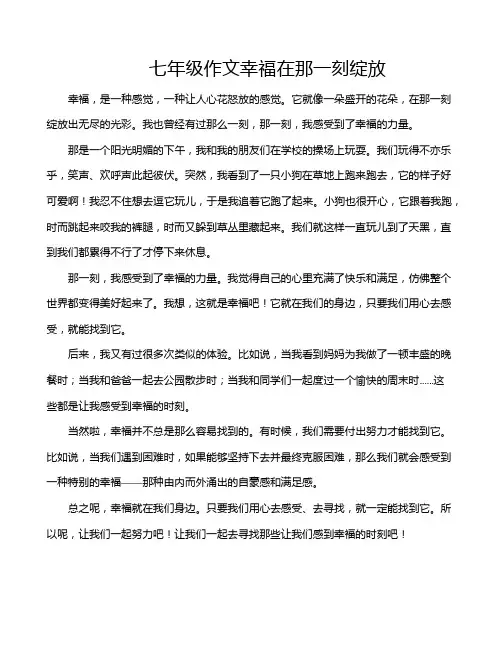 七年级作文幸福在那一刻绽放