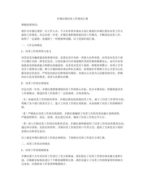 乡镇纪委问责工作情况汇报
