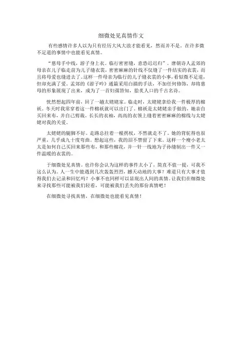 细微处见真情作文