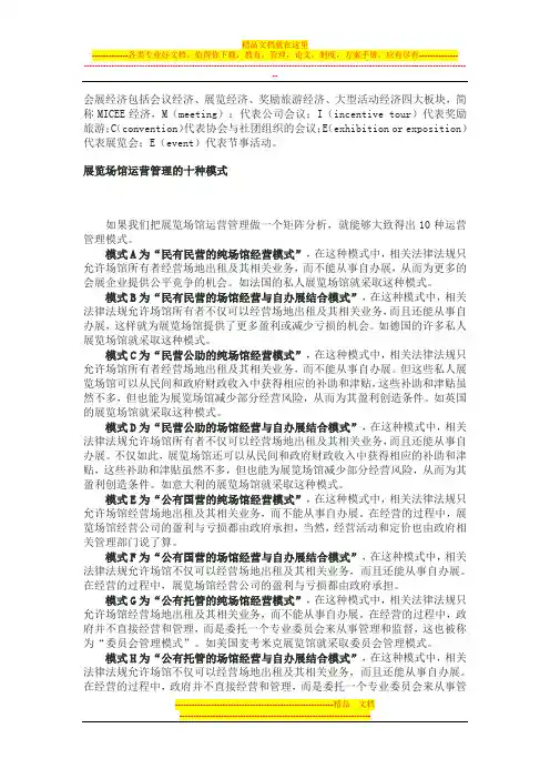 展览场馆运营管理的十种模式