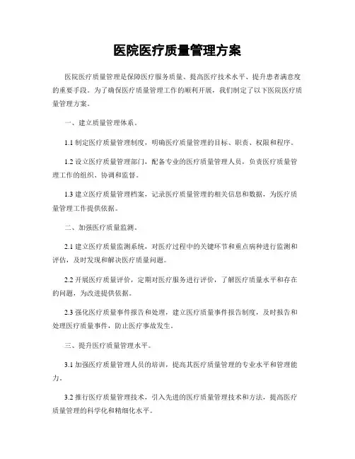 医院医疗质量管理方案
