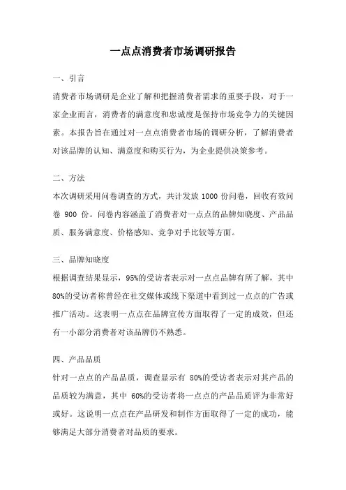 一点点消费者市场调研报告