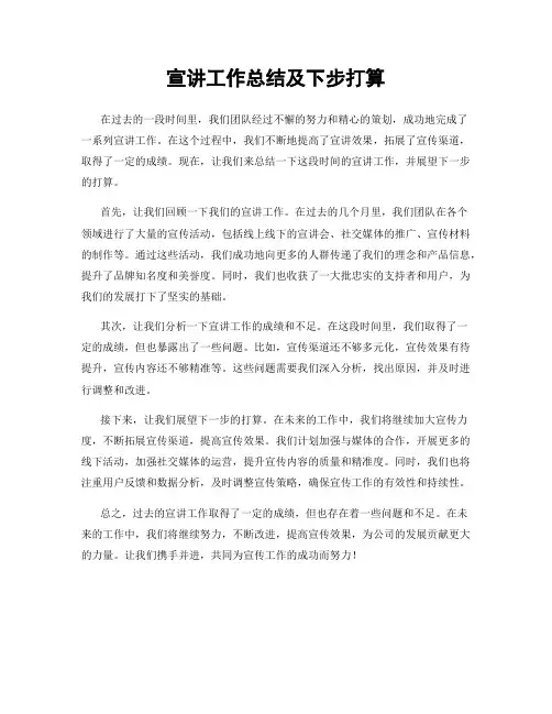 宣讲工作总结及下步打算