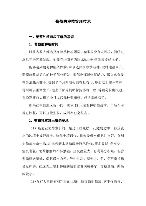 葡萄的种植管理技术