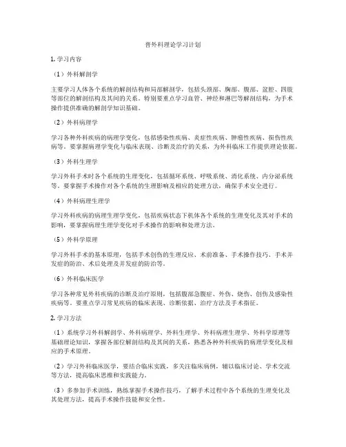 普外科理论学习计划