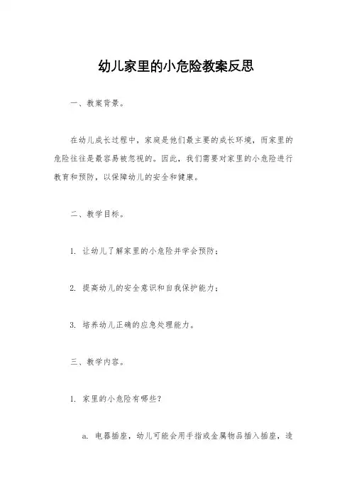 幼儿家里的小危险教案反思