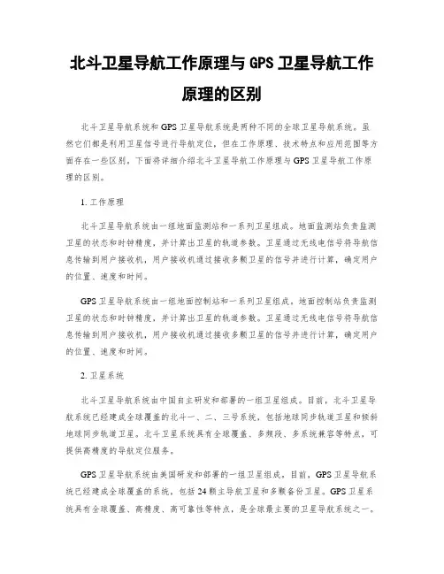 北斗卫星导航工作原理与GPS卫星导航工作原理的区别
