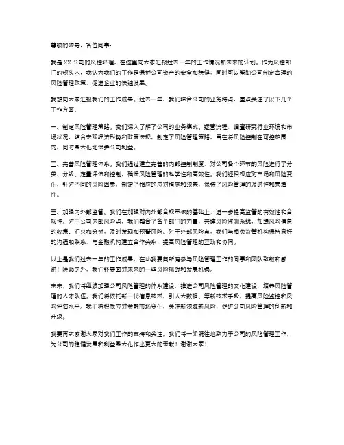 风控经理述职报告