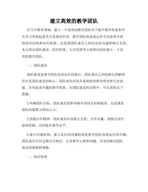 建立高效的教学团队