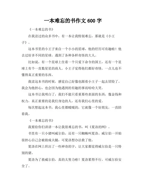 一本难忘的书作文600字