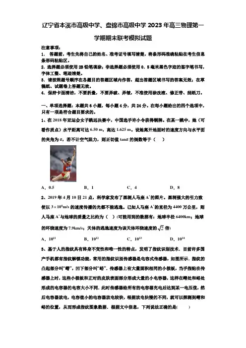 辽宁省本溪市高级中学、盘锦市高级中学2023年高三物理第一学期期末联考模拟试题含解析