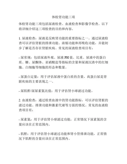 体检肾功能三项