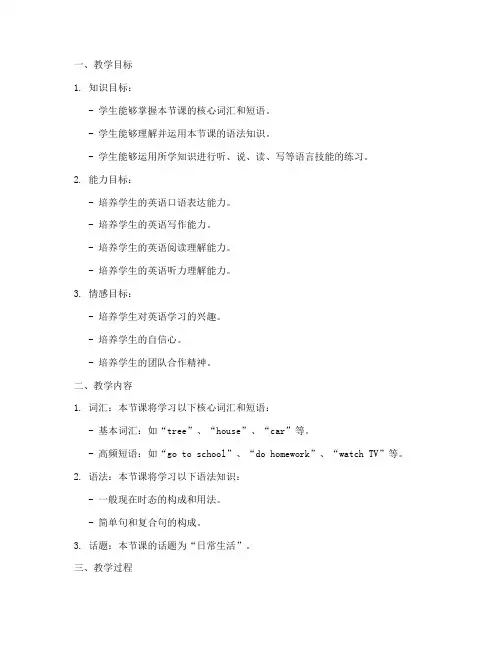 牛津初中英语教案设计模板