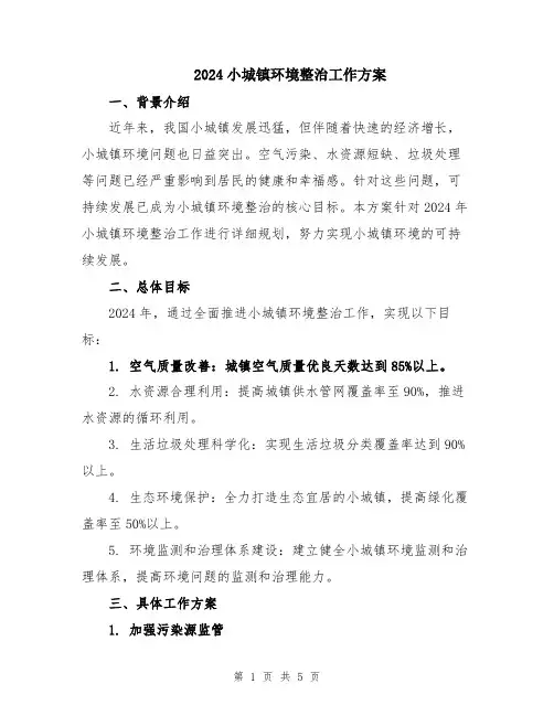 2024小城镇环境整治工作方案