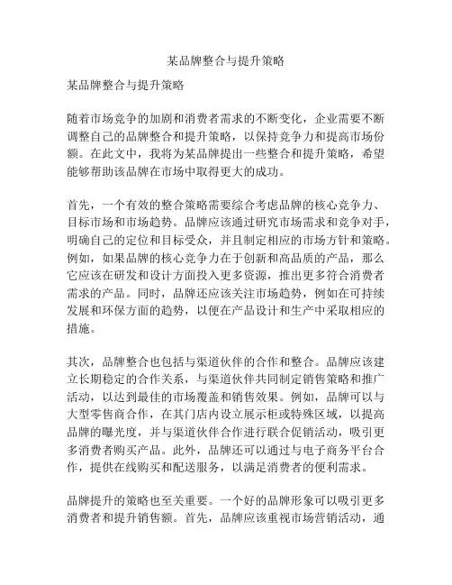 某品牌整合与提升策略