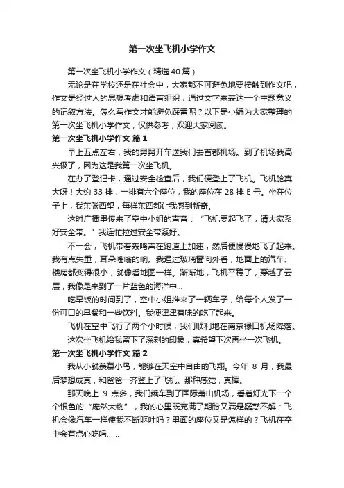 第一次坐飞机小学作文（精选40篇）