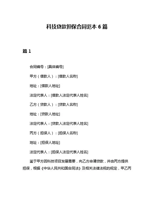 科技贷款担保合同范本6篇