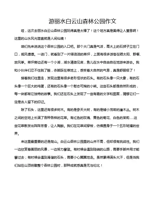 游丽水白云山森林公园作文