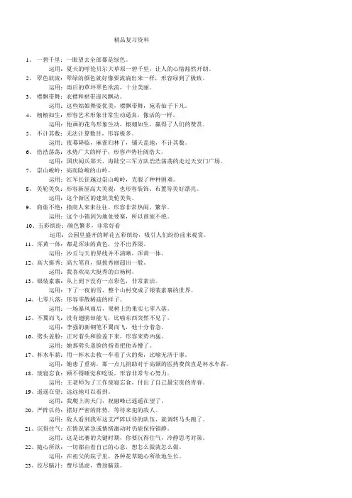 人教版五年级下册专项复习成语