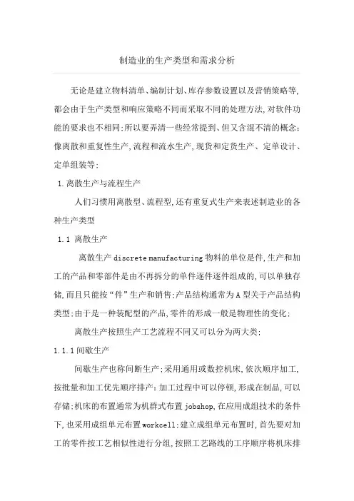 制造业的生产类型和需求分析