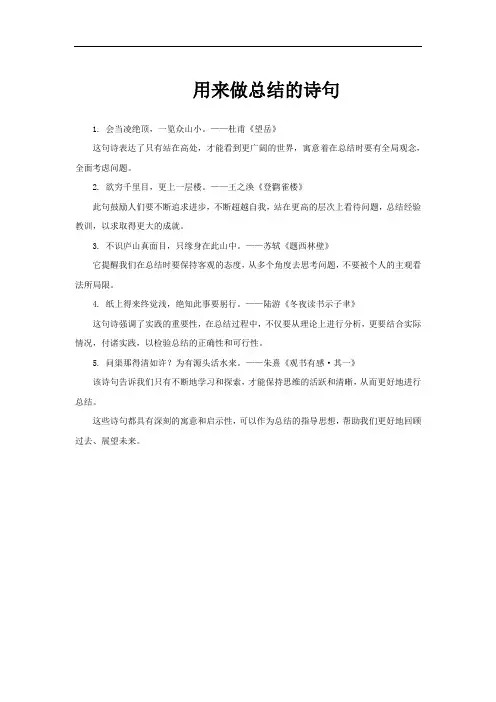 用来做总结的诗句