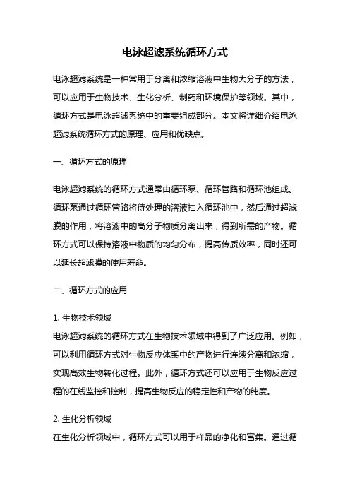 电泳超滤系统循环方式