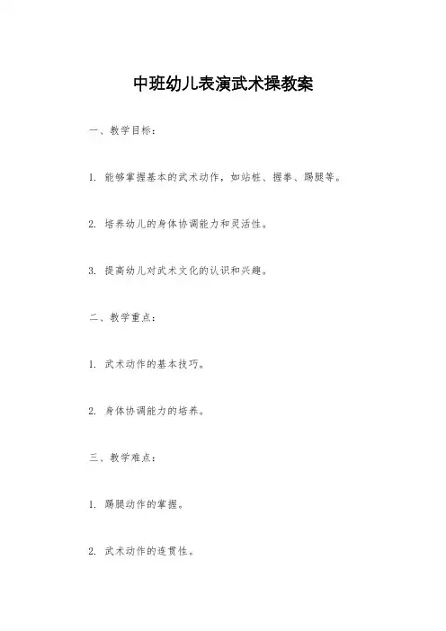 中班幼儿表演武术操教案