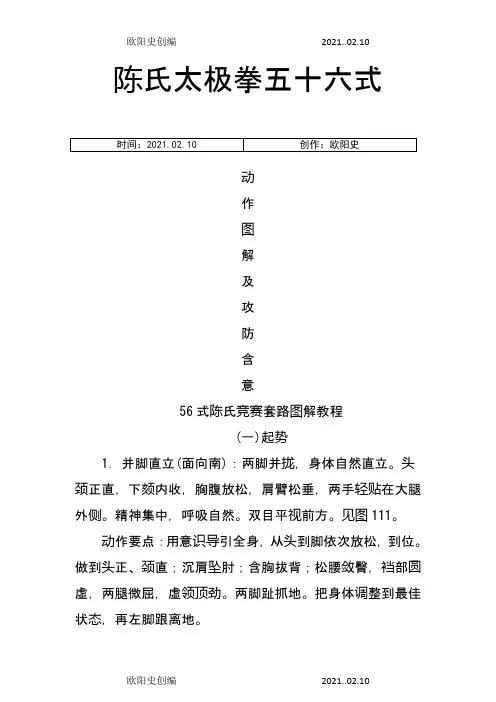 陈式太极拳56式动作图解及攻防含意之欧阳史创编