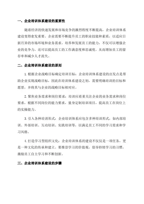 企业培训体系建设及年度培训计划