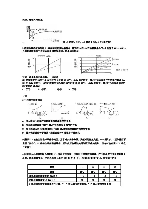光合 呼吸作用经典例题 (详解)