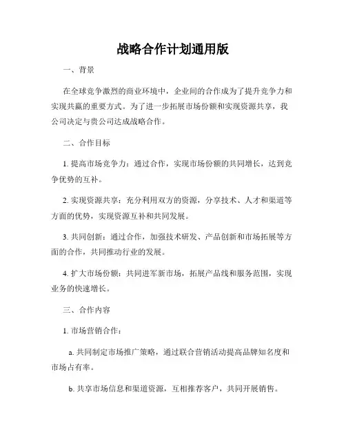 战略合作计划通用版