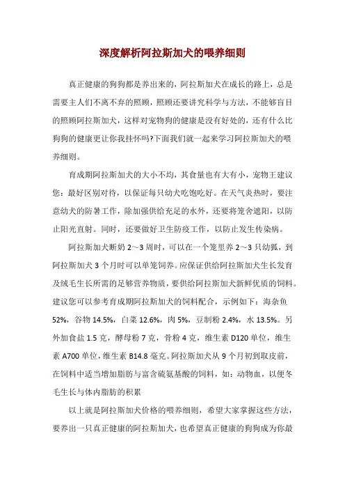 深度解析阿拉斯加犬的喂养细则