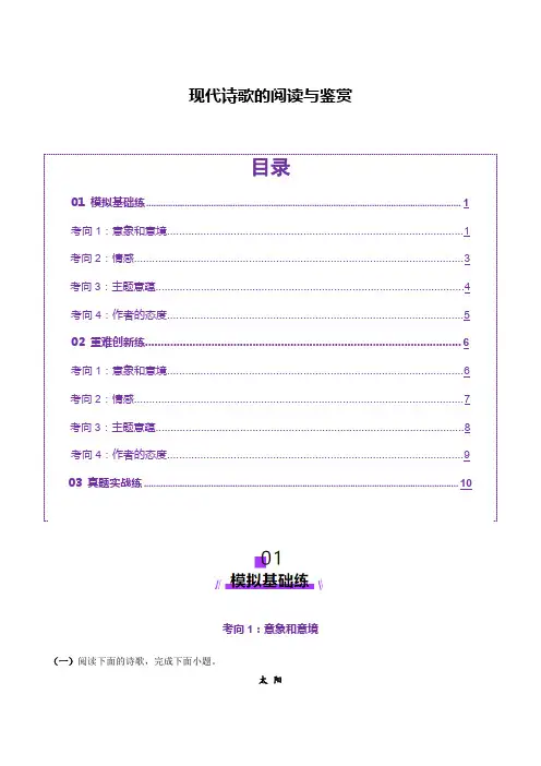 现代诗歌的阅读与鉴赏(练习)(解析版)