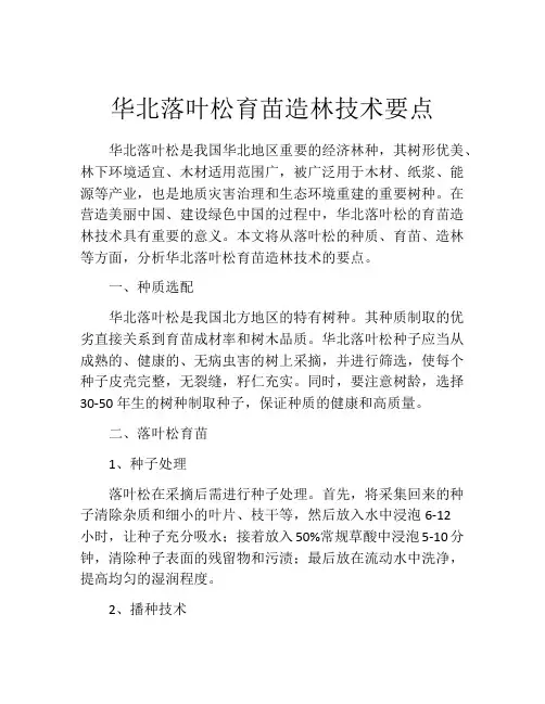 华北落叶松育苗造林技术要点