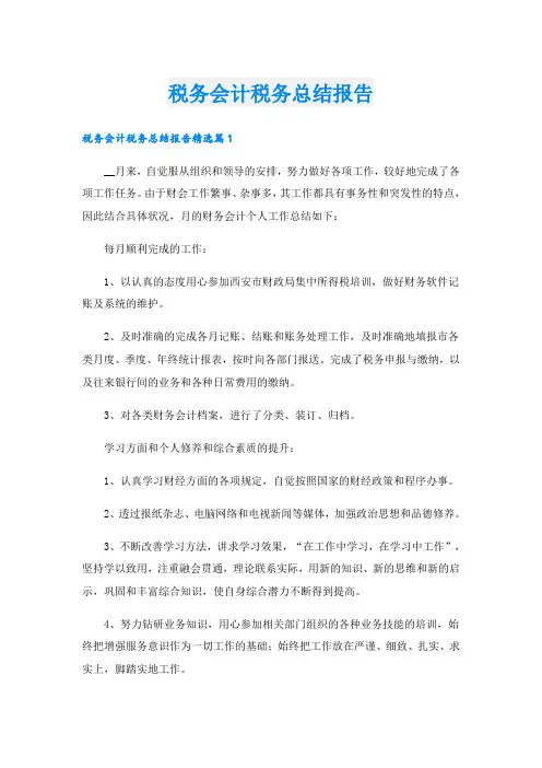 税务会计税务总结报告
