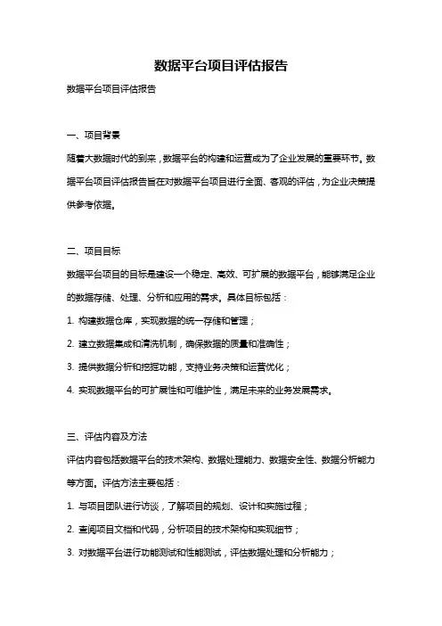 数据平台项目评估报告
