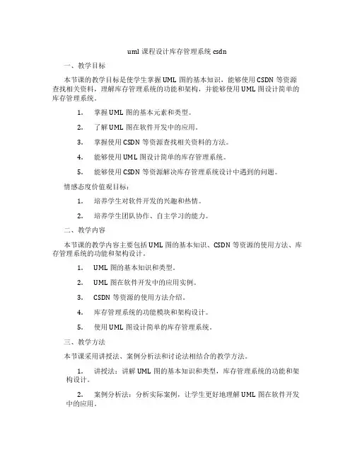 uml课程设计库存管理系统csdn
