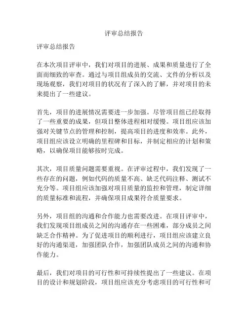 评审总结报告