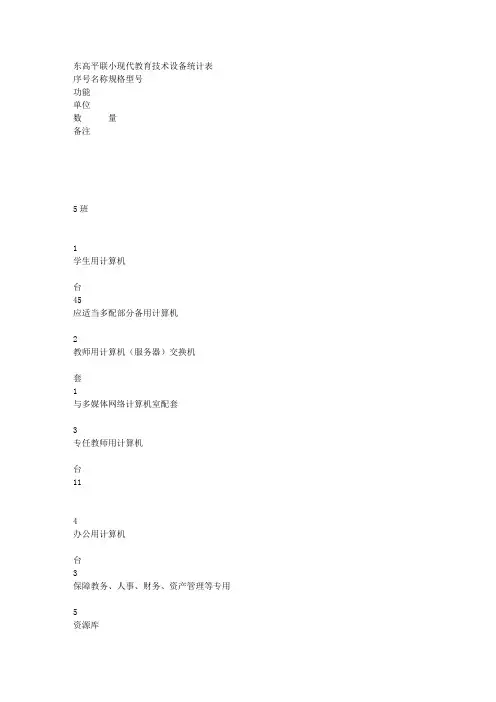 学校现代技术教育设备统计表