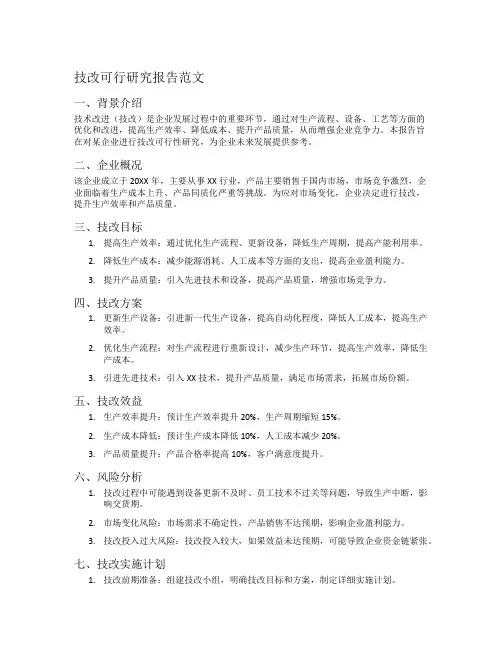 技改可行研究报告范文