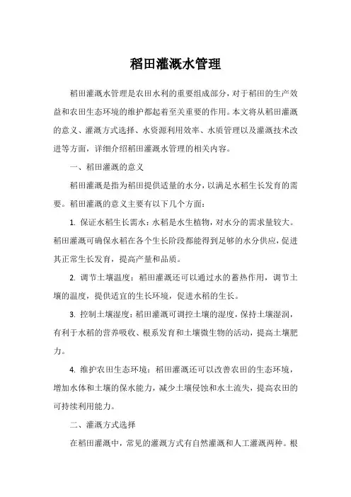 稻田灌溉水管理