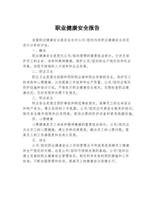 健康安全报告