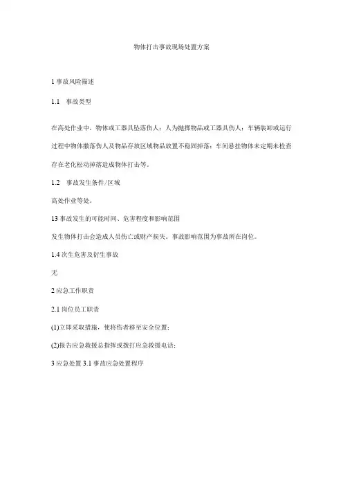 物体打击事故现场处置方案